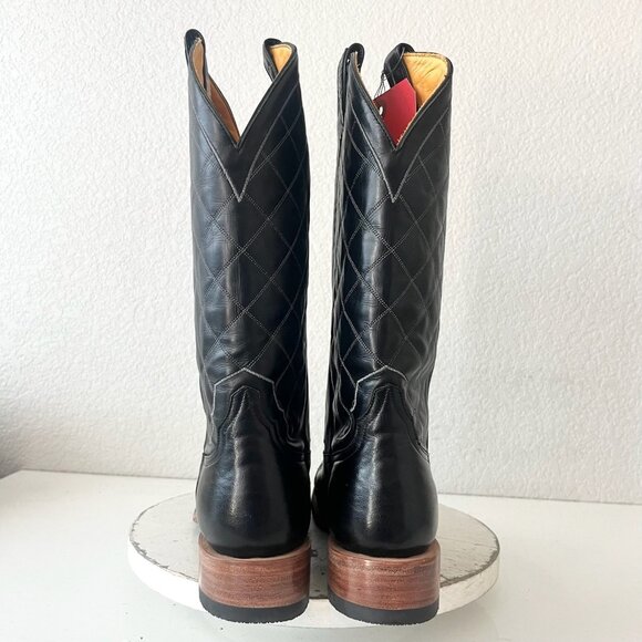 NEW Rod Patrick Mens Cowboy Boots 12.5A Black Caiman Western Square Toe Wing Tip - Picture 3 of 12